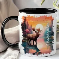 Moose at Sunset Lake Reflection  Mug