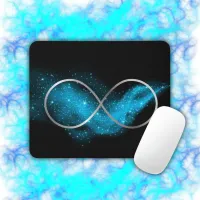 Minimalist Silver Infinity Sign and Teal Glow | Mouse Pad