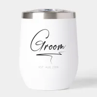 Modern Calligraphy Groom Black ID1025 Thermal Wine Tumbler