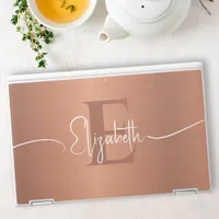 Elegant Brushed Copper Metal Girly Monogrammed HP Laptop Skin