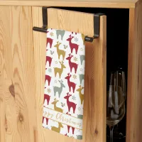 Red Christmas Reindeer Pattern#12 ID1009 Kitchen Towel