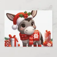 Festive Christmas Donkey Postcard