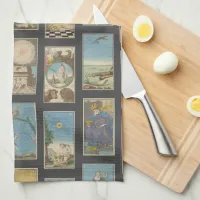 Kitchen Magic Vintage Tarot Card Grey Background Kitchen Towel