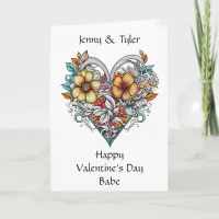 Floral Heart Romantic Personalized Card