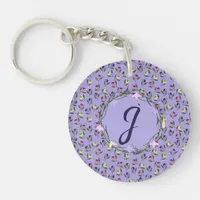 Pretty Pink Purple and Yellow Pansies Keychain