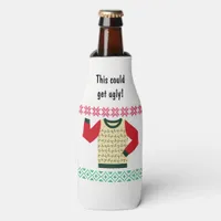 Ugly Christmas Sweater Party Personalized Bottle Cooler