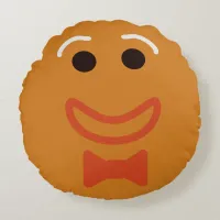 Gingerbread Man Face Fun Cookie Holiday Round Pillow