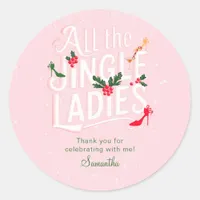 Jingle Ladies Night Out Modern Pink Pastel Holiday Classic Round Sticker