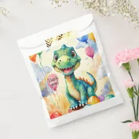 Cute little dinosaur with lots of colorful balloon favor bag