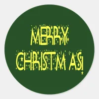 Merry Christmas Starry Night Font Classic Round Sticker