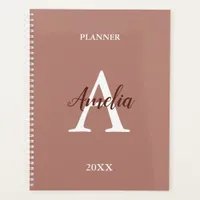 Stylish Cinnamon Script Monogram Planner