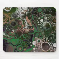 Black, Brown, White and Green Fluid Art Mouse Pad
