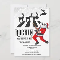 Rock N Roll Santa Reindeer Rockin' Christmas Party Invitation