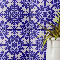 Blue and White Mediterranean Azulejo Portuguese Ceramic Tile