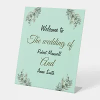 Simple Modern Emerald Nice Greenery The Wedding Pedestal Sign