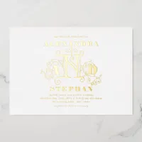 Luxury Romantic Flourish Calligraphy Wedding Gold Foil Invitation