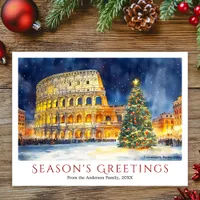 Watercolor Colosseum Rome Italy Travel Christmas Holiday Postcard