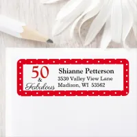 Elegant 50 & Fabulous 50th Birthday Red WH Address Label