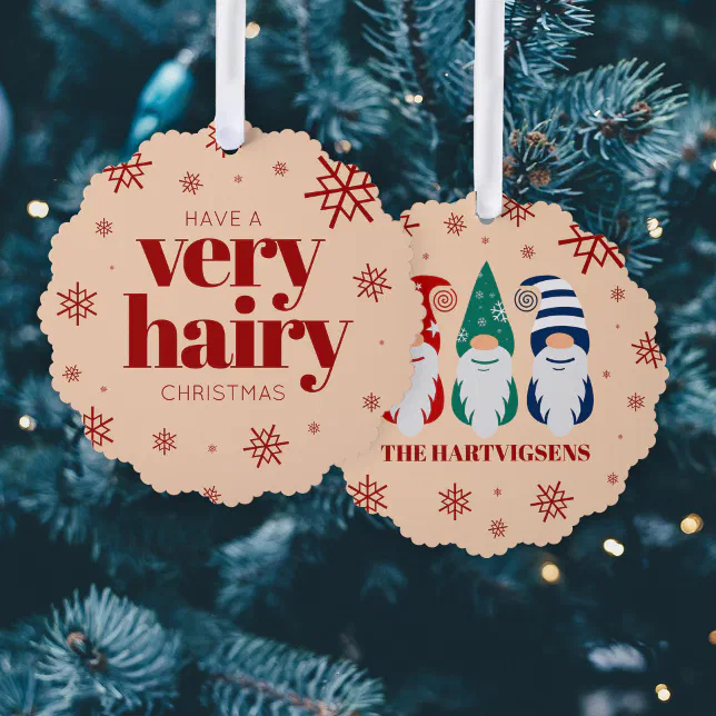 Funny Have a Very Hairy Christmas Snowflakes Ornament Card