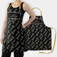 Beauty Salon Name Black Gold Clippers Stylist Apron