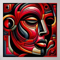 Red & black Abstract Face | Poster