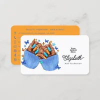 Orange and Blue Nail Salon Branding Design Business Card