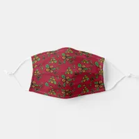 Cute Red Doodle Floral Pattern Adult Cloth Face Mask