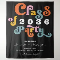 2024 Black Retro Custom Graduation Party Backdrop