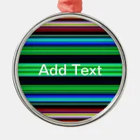 Thin Colorful Stripes - 1 Metal Ornament