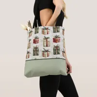 Pretty Christmas Gifts, Holly, Color Block Tote Bag