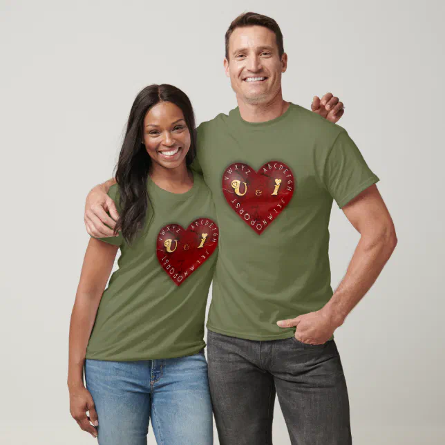 You and I - alphabet game on a red heart T-Shirt