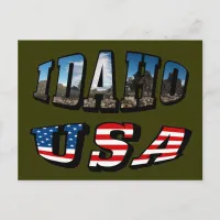 Idaho Picture State and Flag USA Text Postcard