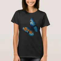 Cute Blue Blossom Floral Butterfly T-Shirt