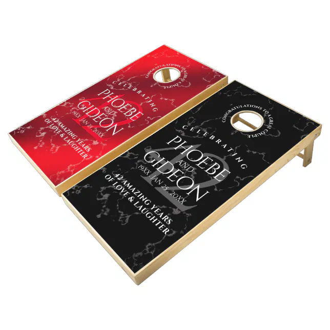 Elegant 42nd Jasper Wedding Anniversary Cornhole Set