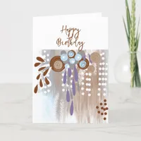 Abstract Floral Happy Birthday Greeting Card