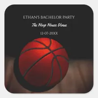 Basketball Champ Bachelor / Birthday Party Sports Square Sticker