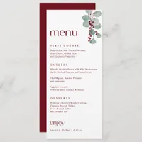 Simple Elegant Burgundy Winter Christmas Wedding Menu