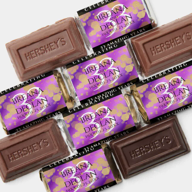 Elegant 33rd Amethyst Wedding Anniversary Hershey's Miniatures