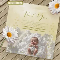 Baby On Cloud Yellow Baby Shower Thank You Card