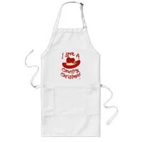 Fun I Love A Country Christmas Cowboy Cute Long Apron