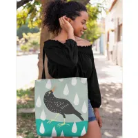 Blackbird birds trendy in  tote bag