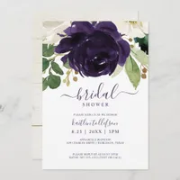 Bridal Shower Watercolor Bouquet Plum Purple Invitation