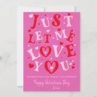 Just Let Me Love You Pink Hearts Valentine's Day Holiday Card