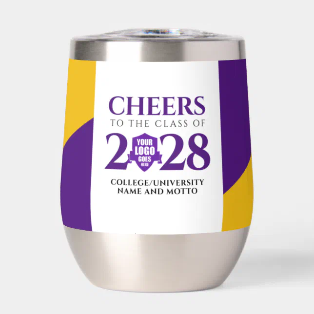 Purple Gold School College University Graduation Thermal Wine Tumbler