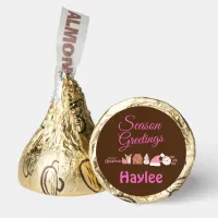 Season Greetings Pink on Brown Name Monogram | Hershey&#174;'s Kisses&#174;