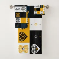 Modern geometric pattern trendy yellow   bath towel set