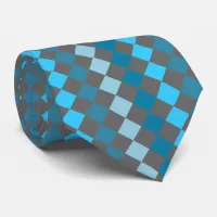 Harlequin Turquoise and Grey Pattern Neck Tie