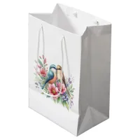 Love Birds in Spring Flowers  Medium Gift Bag