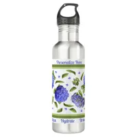 Hydrangea Flowers Botanical Art Personalized  Stainless Steel Water Bottle