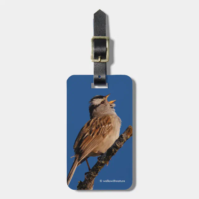 White-Crowned Sparrow Sings to the Sun Luggage Tag